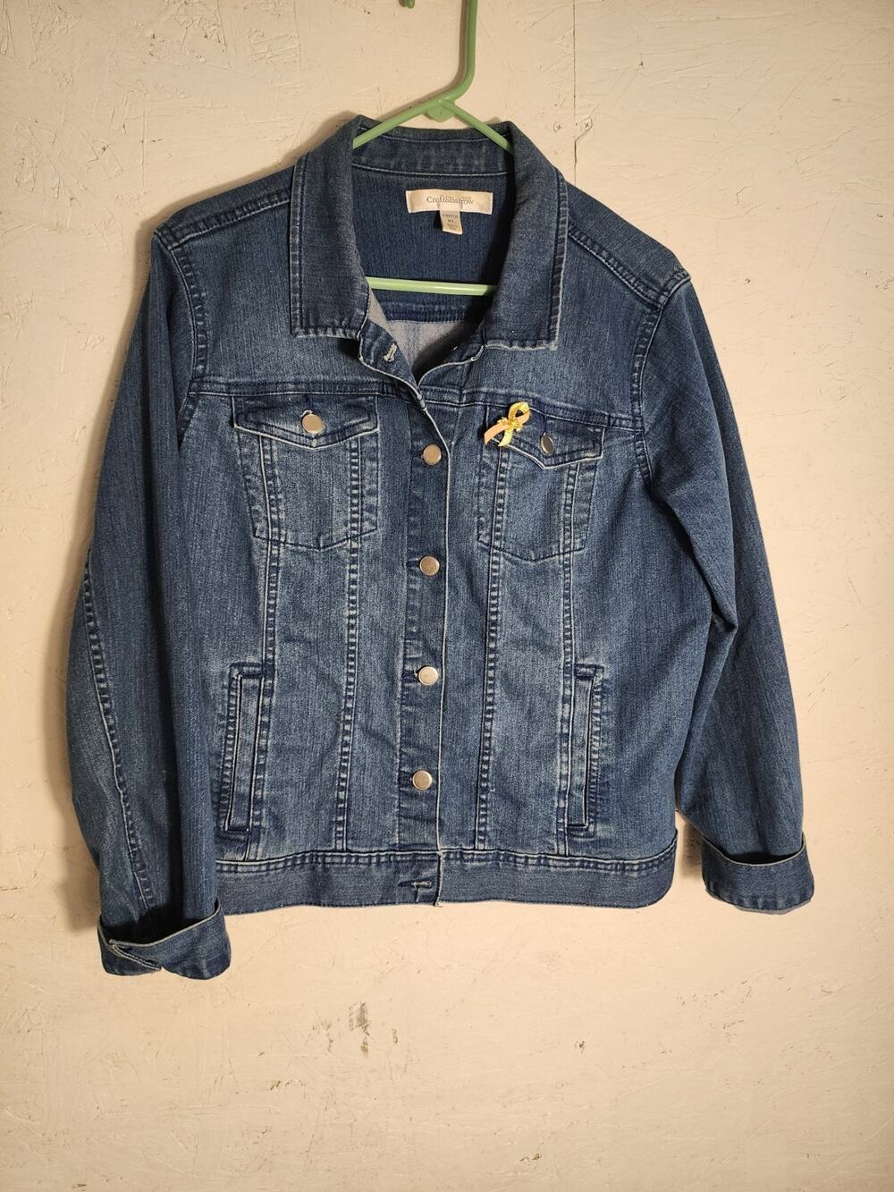 Croft & Barrow Denim Jacket Womens XL Blue Dark Wash Stretch Jean NEW